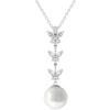 Avera Butterfly Pearl Pendant Necklace for Women One Size Silver