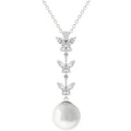 Avera Butterfly Pearl Pendant Necklace for Women One Size Silver by Avera Group