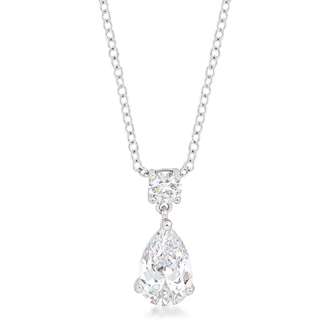 Avera Chandelier Pear Cubic Zirconia Pendant Necklace by Avera Group