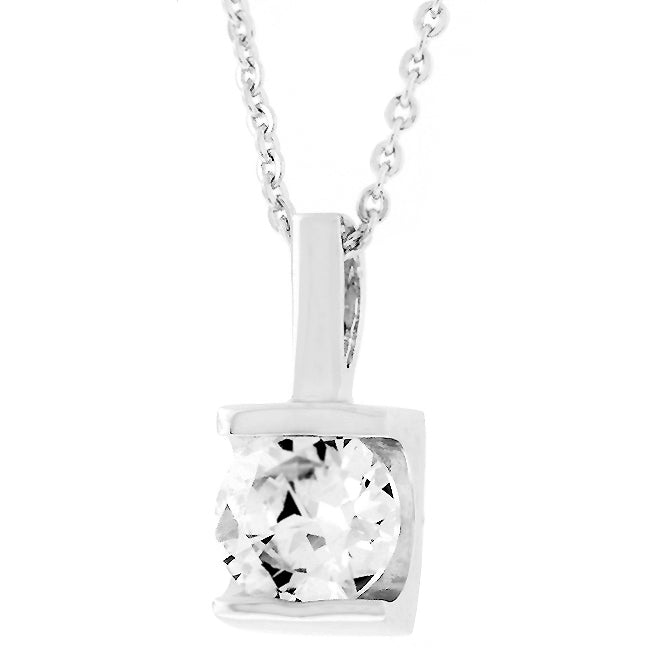 Avera 8 mm Zircon Pendant in Polished Sterling Silver by Avera Group