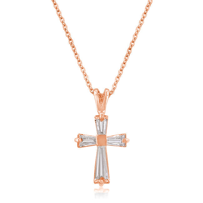Avera Elegant Minimalist Cross Necklace In Pink by Avera Group