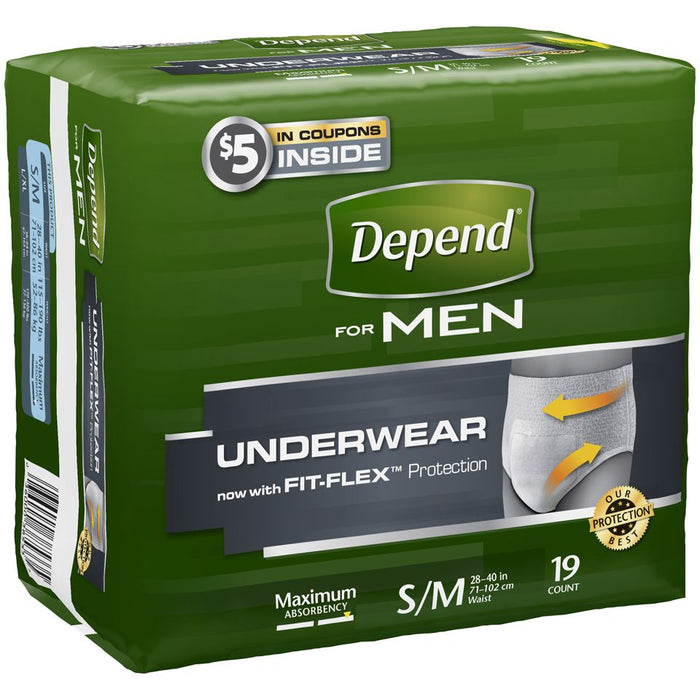 Depend Fit Flex Adult Incontinence Underwear For Men, Disposable, Maximum Absorbency, Small/Medium, Grey by Pasteur Pharmacy