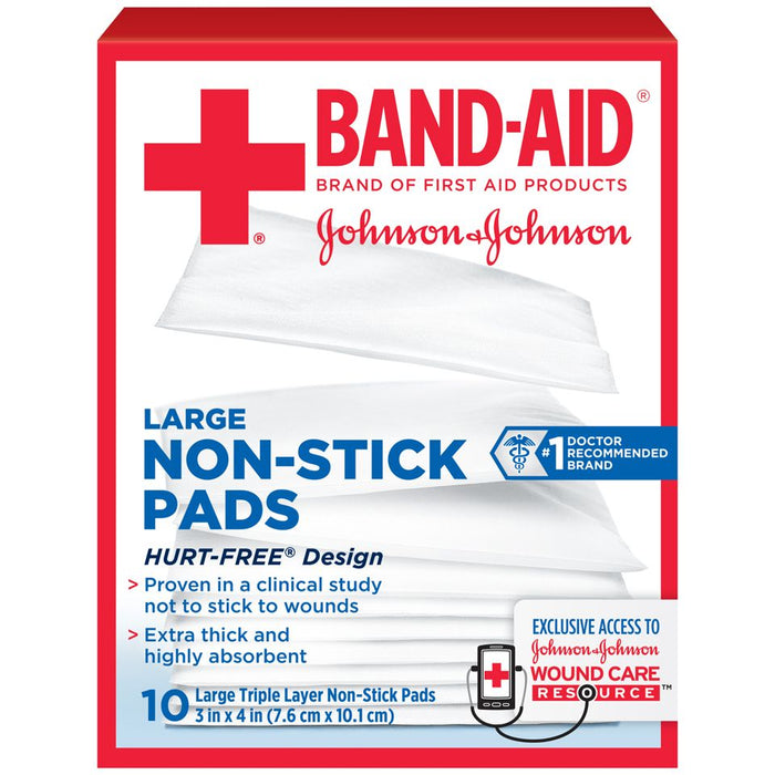 Band-Aid Brand Hurt-Free Non-Stick Pads – Large (10 Count) by Pasteur Pharmacy
