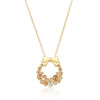 Avera Holiday Wreath Crystal Pendant Necklace in Gold
