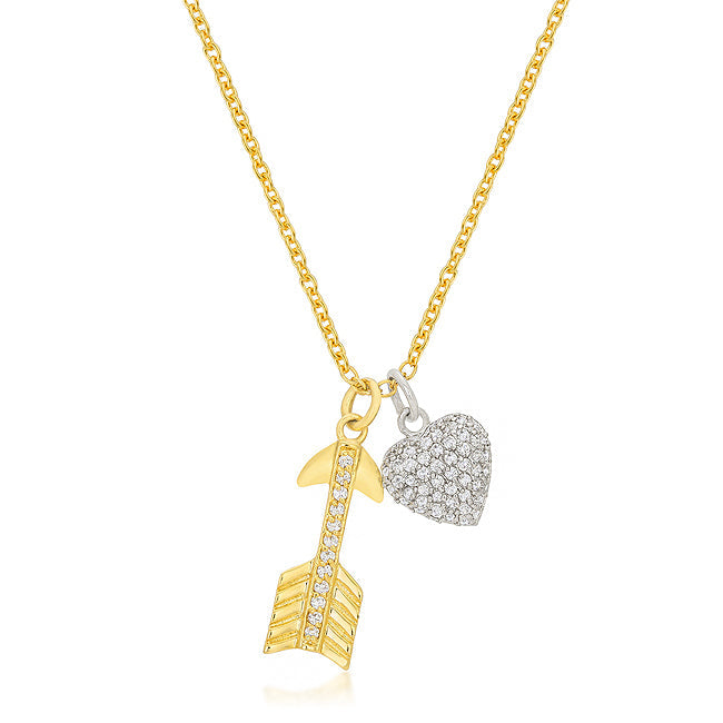 Avera Pave Heart and Arrow Pendant in Radiant Gold by Avera Group