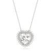 Avera Radiant Halo Heart Pendant in Sterling Silver
