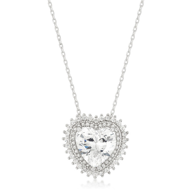 Avera Radiant Halo Heart Pendant in Sterling Silver by Avera Group