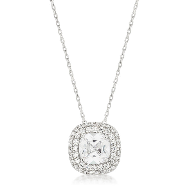 Avera Pave Halo Pendant In Sterling Silver by Avera Group