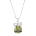Avera Olivine Pendant with Bow Elegant Necklace by Avera Group