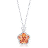 Avera Floral Cut Cubic Zirconia Pendant Necklace in Orange