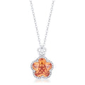 Avera Floral Cut Cubic Zirconia Pendant Necklace in Orange by Avera Group