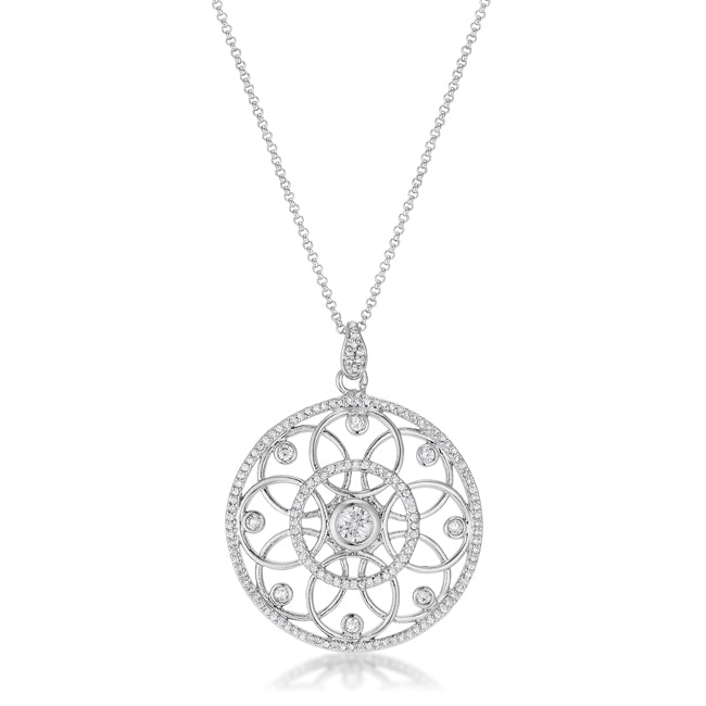 Avera 1.4 Ct Pendant Necklace With Interlocking Circles And Cubic Zirconia by Avera Group