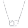 Avera Sweet and Romantic Melded CZ Hearts Necklace in Silver