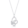 Avera Whimsical CZ Butterfly Pendant and Necklace in Sterling Silver