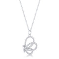 Avera Whimsical CZ Butterfly Pendant and Necklace in Sterling Silver by Avera Group