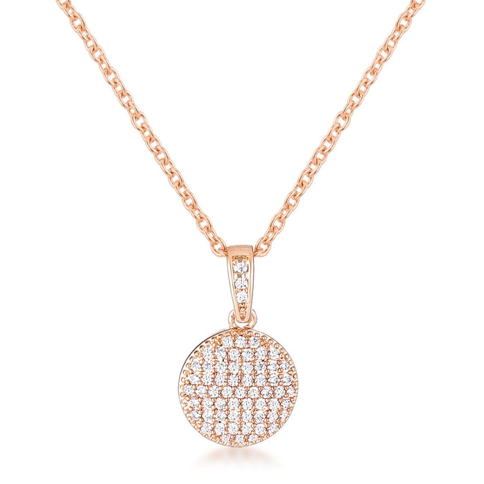 Avera Radiant CZ Disk Pendant Necklace in Pink by Avera Group