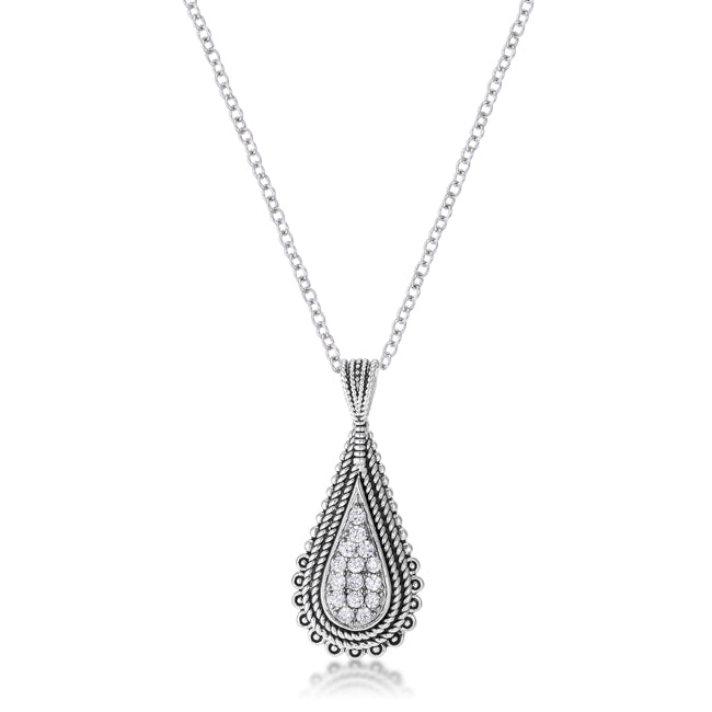Avera .37 Ct Tear Drop Pendant Necklace with Cubic Zirconia by Avera Group