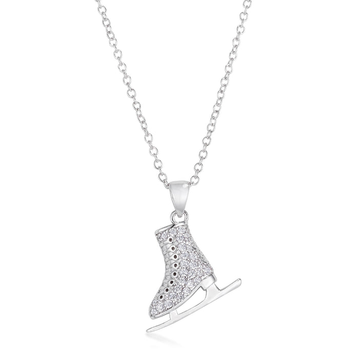 Avera Delicate .4Ct Plated Ice Skate Pendant Necklace by Avera Group