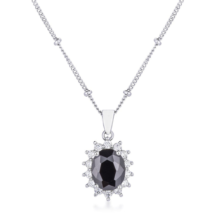 Avera Petite Royal Oval Pendant Necklace in Black by Avera Group