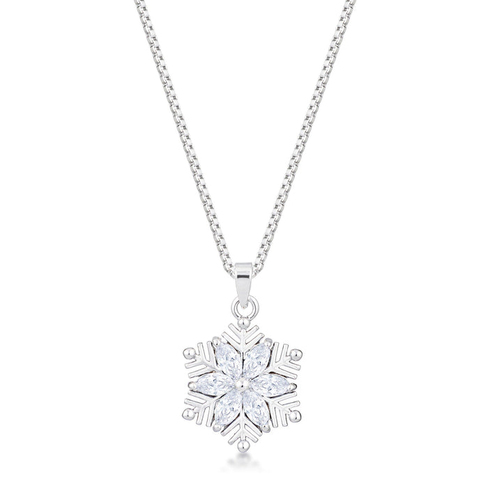 Avera Brilliant Marquise Snowflake Pendant in Sterling Silver by Avera Group