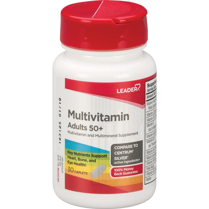 Leader Adult 50+ Multivitamin, Complete Daily Health Supplement, 30 Caplets by Pasteur Pharmacy