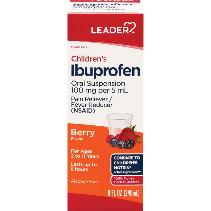 Leader Children’s Ibuprofen Oral Suspension, Berry Flavor, 8 fl oz - Compare to Children's Motrin® by Pasteur Pharmacy