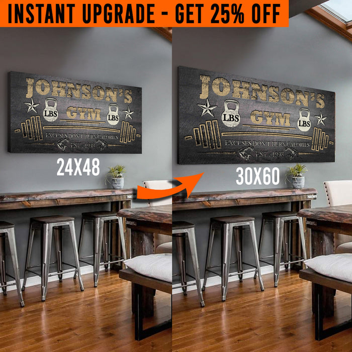 Upgrade Your 48x24 Inches 'Gym' (Style 2) Canvas To 60x30 Inches by Tailored Canvases