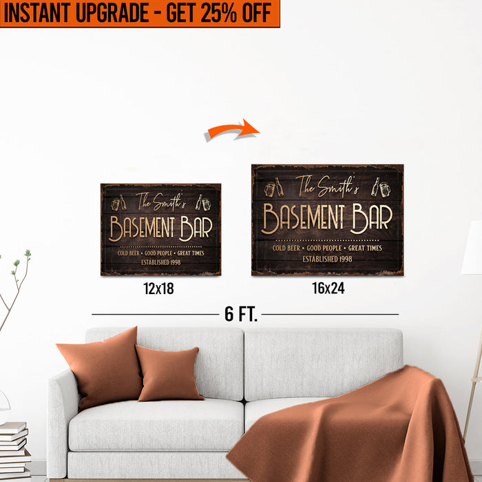 Upgrade Your 18x12 Inches 'Family Basement Bar' Canvas To 24x16 Inches by Tailored Canvases