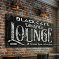 Black Cat's Enchanted Lounge Halloween Sign by Tailored Canvases