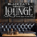 Black Cat's Enchanted Lounge Halloween Sign by Tailored Canvases
