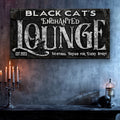 Black Cat's Enchanted Lounge Halloween Sign by Tailored Canvases