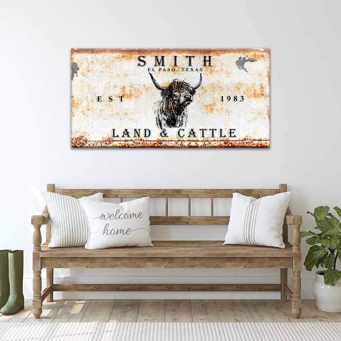 Land And Cattle Rustic Sign II by Tailored Canvases