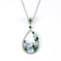 Teardrop Multi-Color Gemstone Pendant Necklace by Fine Color Jewels