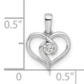 14K White Gold Heart Shaped Twisted Pendant by Fine Color Jewels