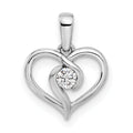 14K White Gold Heart Shaped Twisted Pendant by Fine Color Jewels