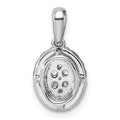 14K White Gold Lab Diamond Oval Cluster Pendant by Fine Color Jewels