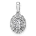 14K White Gold Lab Diamond Oval Cluster Pendant by Fine Color Jewels