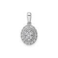14K White Gold Lab Diamond Oval Cluster Pendant by Fine Color Jewels