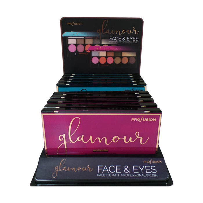 PROFUSION Glamour 16 Color Face & Eyes Palette Display Set, 10 pcs by Avera Group