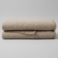 DaDa Bedding Elegant Fringed Cotton Quilted Throw Blanket - Luxurious Solid Soft Paisley Pattern, Cozy Lightweight Lap Throw, Perfect for Couch or Bed, Neutral Sandy Taupe Tan Beige, 50x60 Inches by DaDalogy Bedding Collection