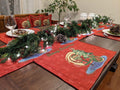 DaDa Bedding Set of 8 Pieces Red Santa Claus Holiday Table Tapestry - 4 Placemats, 2 Table Runners, 2 Throw Pillow Covers (17615) by DaDalogy Bedding Collection