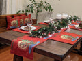 DaDa Bedding Set of 8 Pieces Red Santa Claus Holiday Table Tapestry - 4 Placemats, 2 Table Runners, 2 Throw Pillow Covers (17615) by DaDalogy Bedding Collection