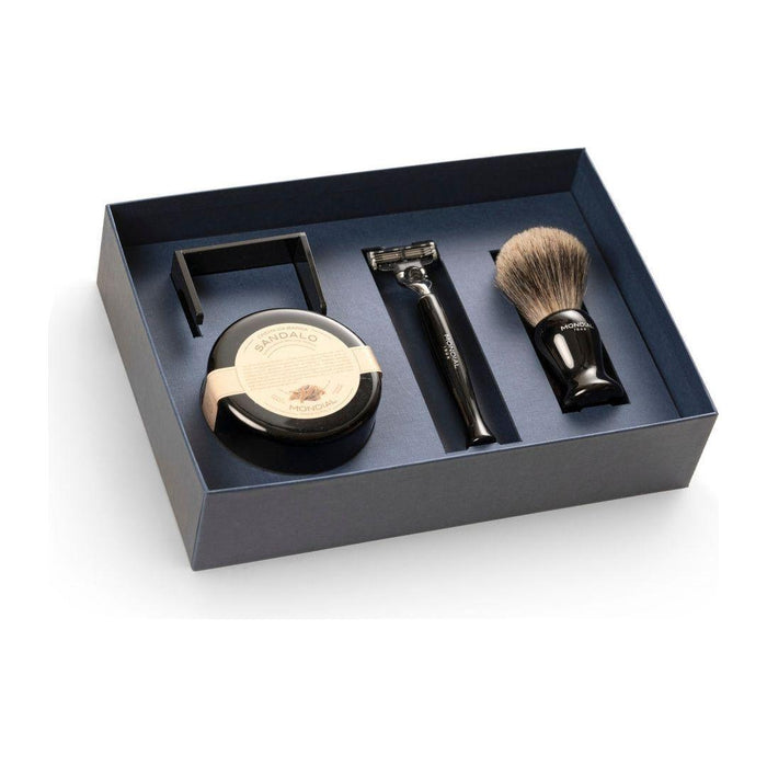 Mondial - 4-Piece Wet Shaving Set: 'Gibson' Ebony Resin With Bergamot & Neroli P/E-6 by Pasteur Pharmacy