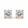 IGI Certified Round Lab Grown Diamond Solitaire Stud Earrings Rose Gold