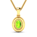 14K Yellow Gold Peridot Pendant with White Diamonds by Fine Color Jewels