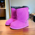 Magenta Faux-Fur Barefoot Boot Topper | Ozznek Removable Sole Shoes by ozznekshoes
