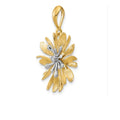 14K Two-Tone Gold Natural Diamond Flower Pendant by Fine Color Jewels