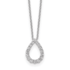 14K White Gold Lab Diamond Open Teardrop Pendant Necklace