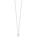 14K White Gold Lab Diamond Open Teardrop Pendant Necklace by Fine Color Jewels