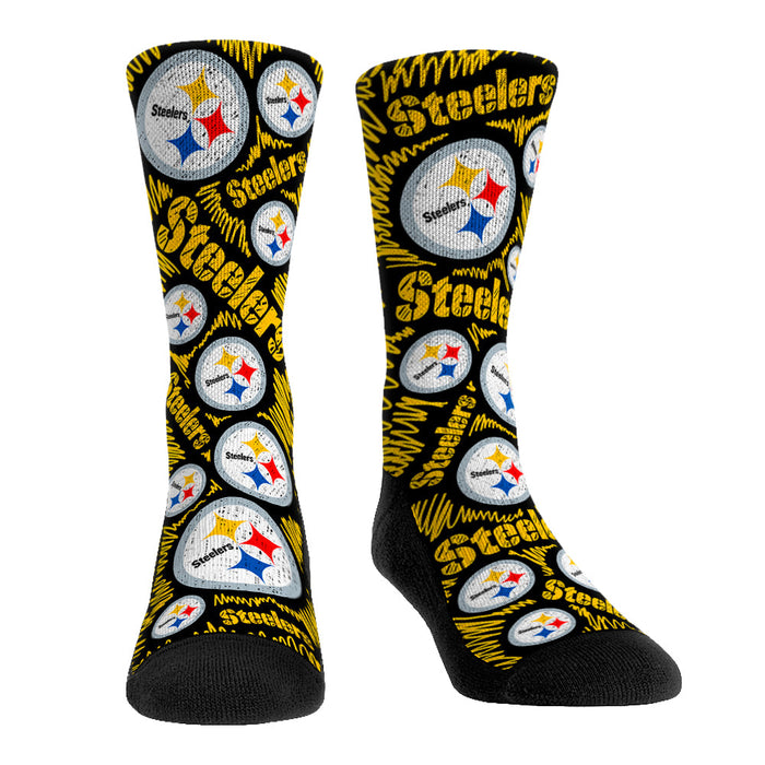 Pittsburgh Steelers - Logo Sketch (Black) by Rock 'Em Socks